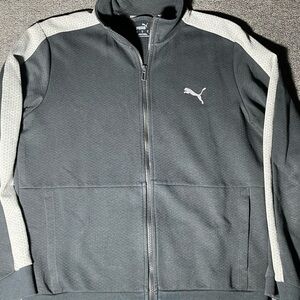 Puma Black And Gray Full Zip Up Fleece Pullover Men’s Size M
